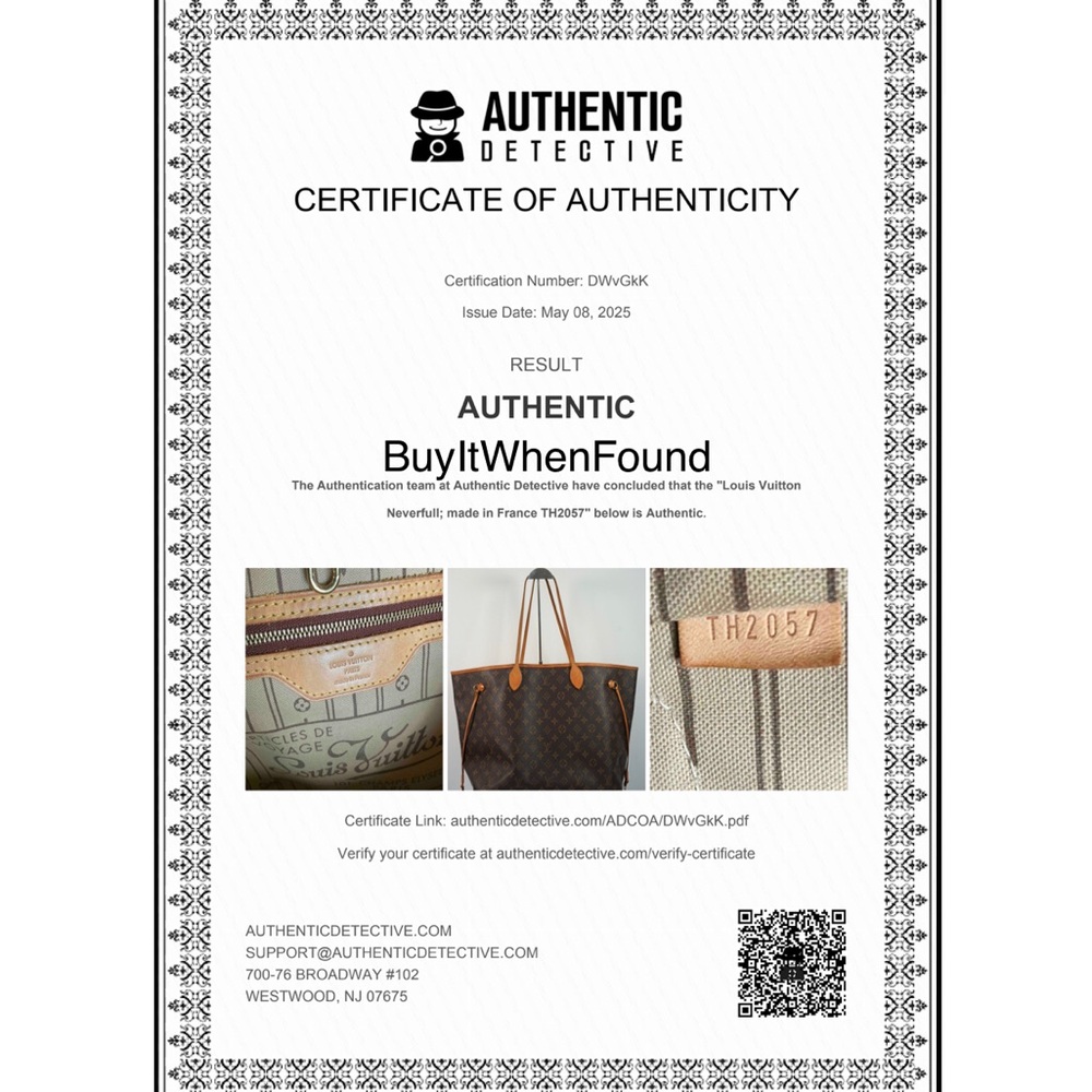 LOUIS VUITTON Monogram Neverfull GM Beige Interior w/ LV DUST BAG ORGANIZER COA - Picture 3 of 17
